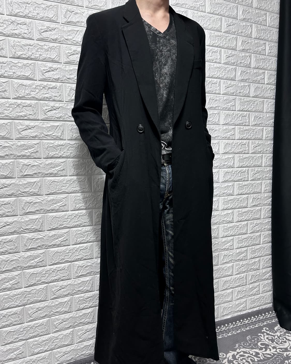 DKNY 아방가르드 울 드레이프 맥시 롱 코트 상품이미지1