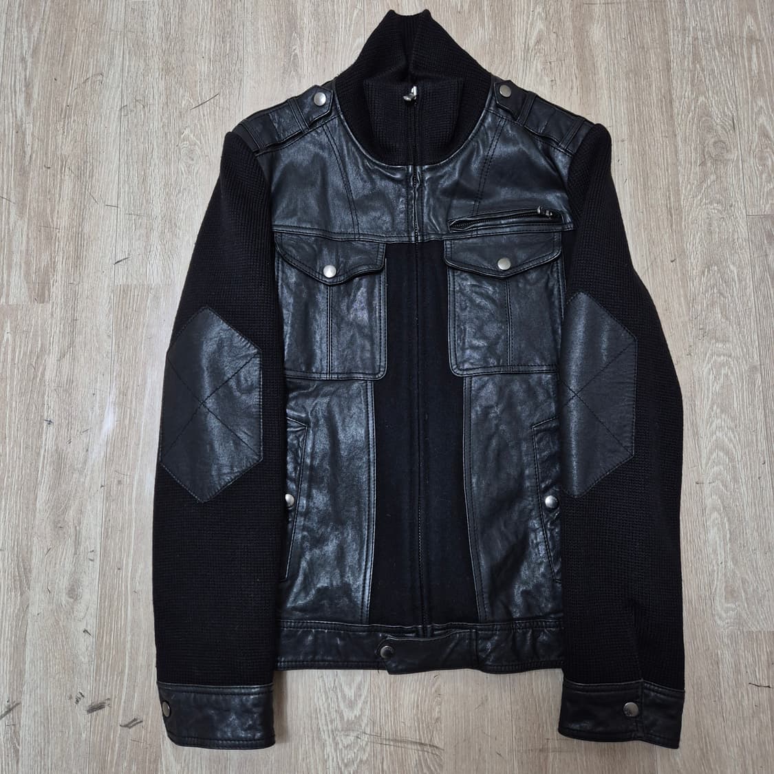 하이브리드 니트 레더 가죽자켓 L(100) 상품이미지1