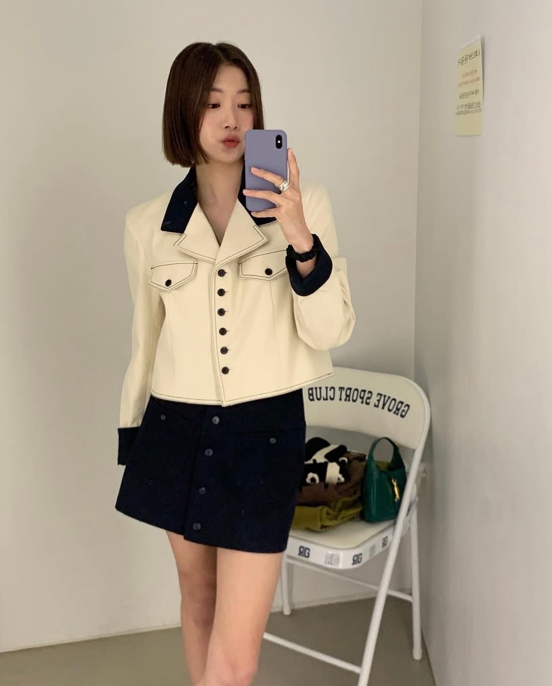 택O) 그로브 CONNEL 자켓 크림 네이비 상품이미지2