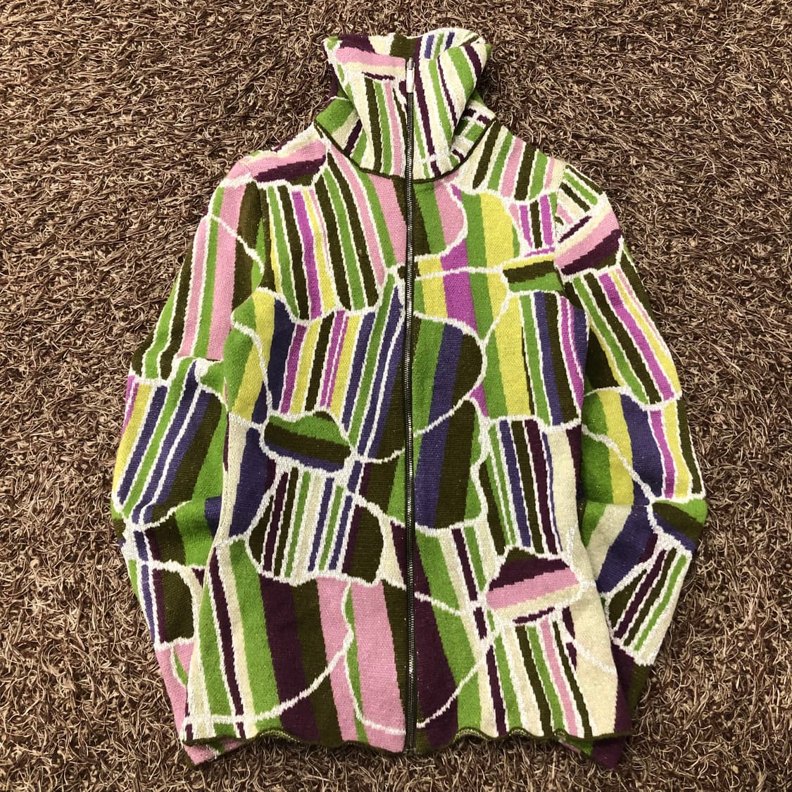 44 미쏘니 하이넥 멀티컬러 니트 집업 자켓 상품이미지1