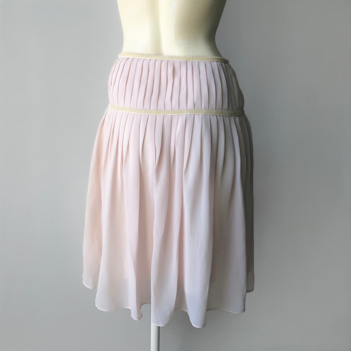 페일 핑크 플리츠 리본 미디 스커트 상품이미지4