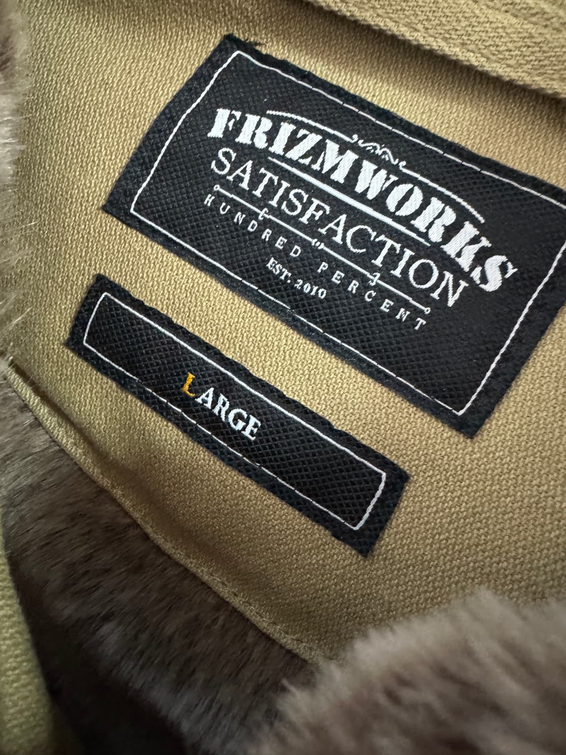 정품!! 프리즘웍스 퍼 카라 코튼 덱 자켓 L 올리브 상품이미지3