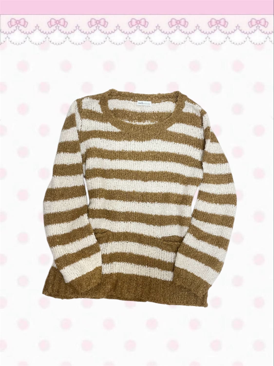 빈티지 earth music 어스뮤직 라떼갸루 브라운 스트라이프 니트 상품이미지1