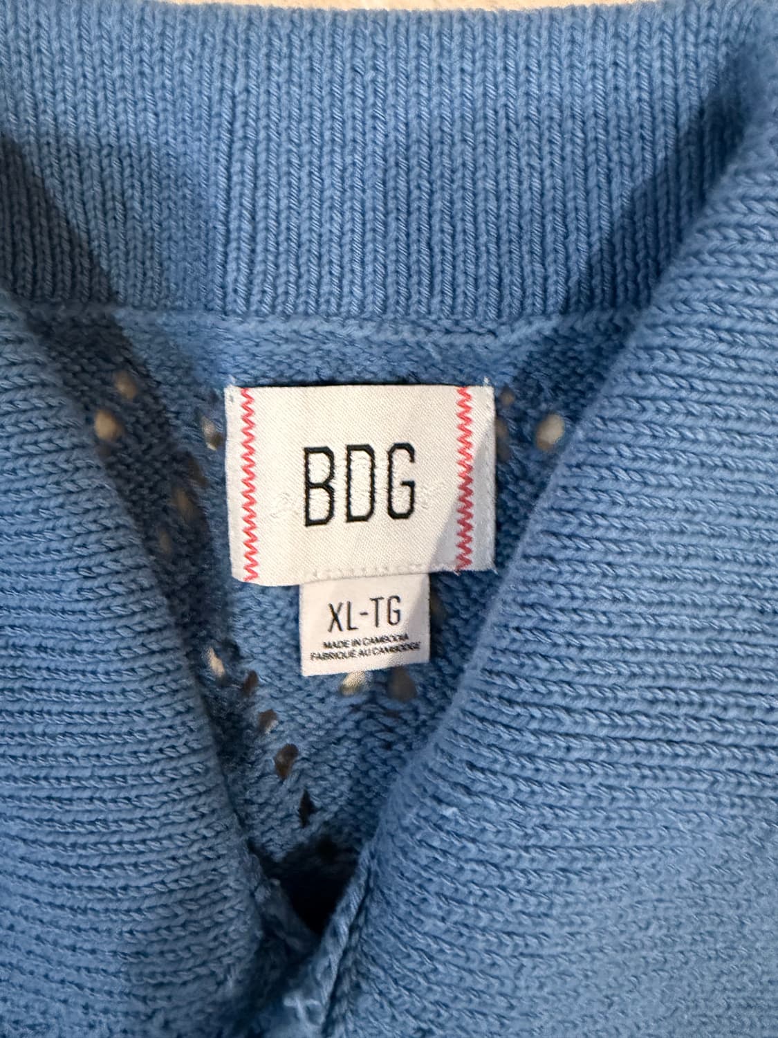 (XL) BDG Urban Outfitters 블루 니트 반팔 셔츠 상품이미지2