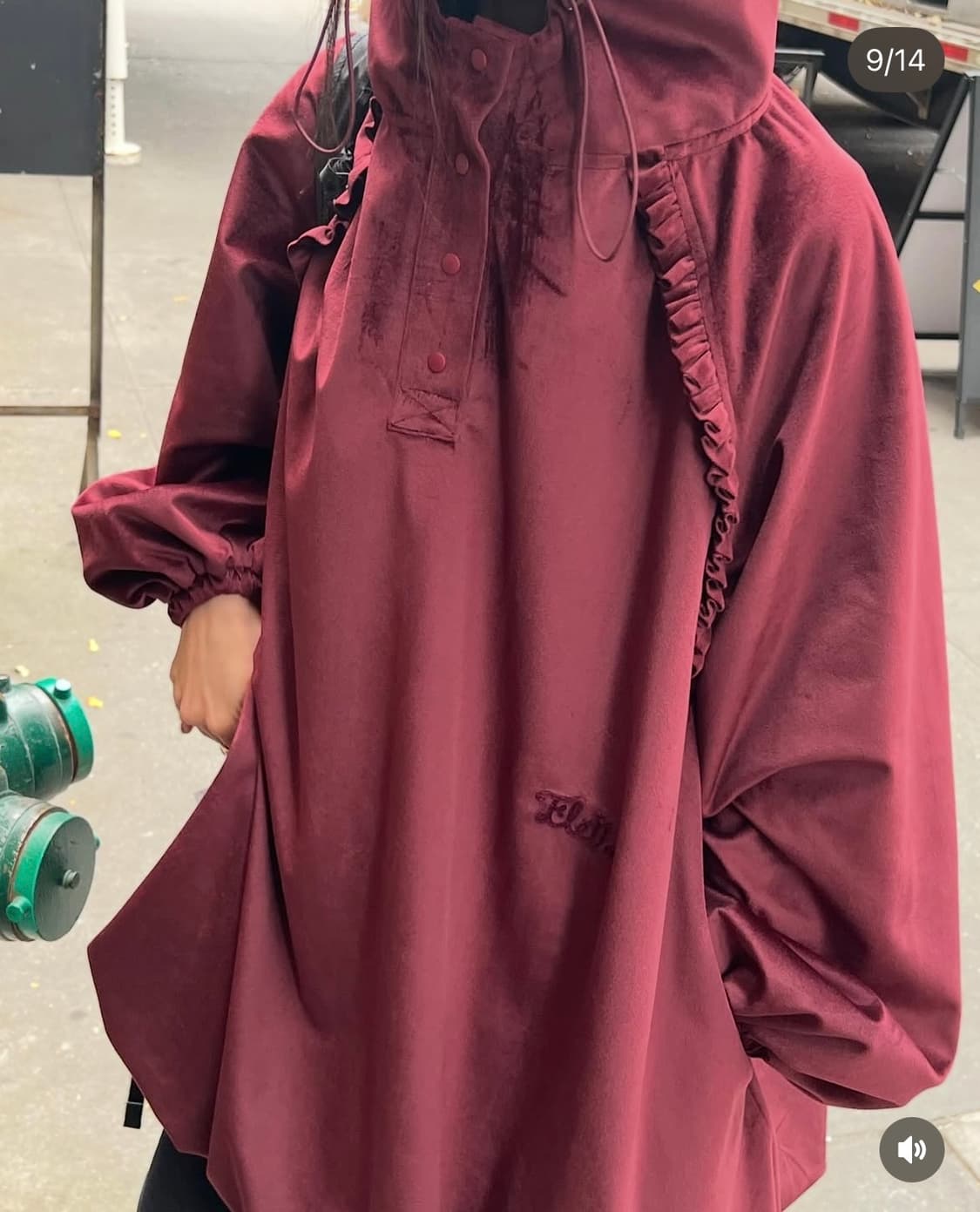 Fletta 플레따 벨벳 후디 드레스 와인 상품이미지1