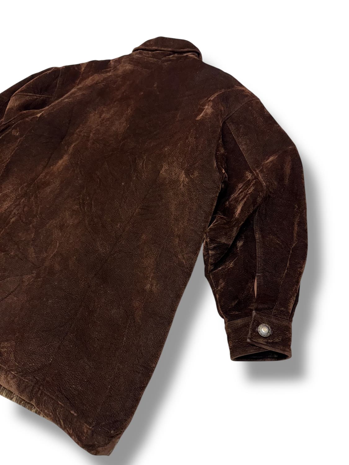 일본 빈티지 레더 메테리얼 브라운 웨스턴 자켓 (L)    상품이미지5