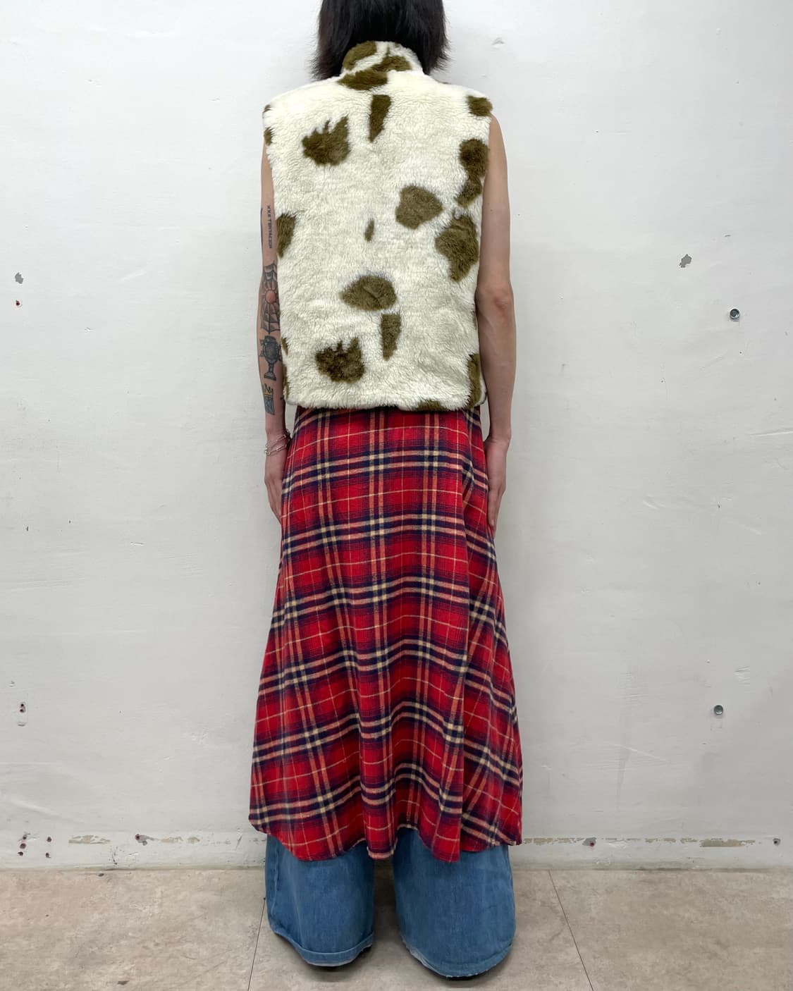 tartan checkered red strap skirt 상품이미지3