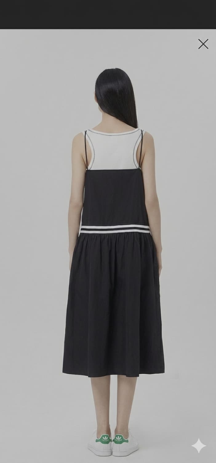 럭키마르쉐(Lucky Marché)의 스포티하고 세련된 배색 롱 원피스  상품이미지2