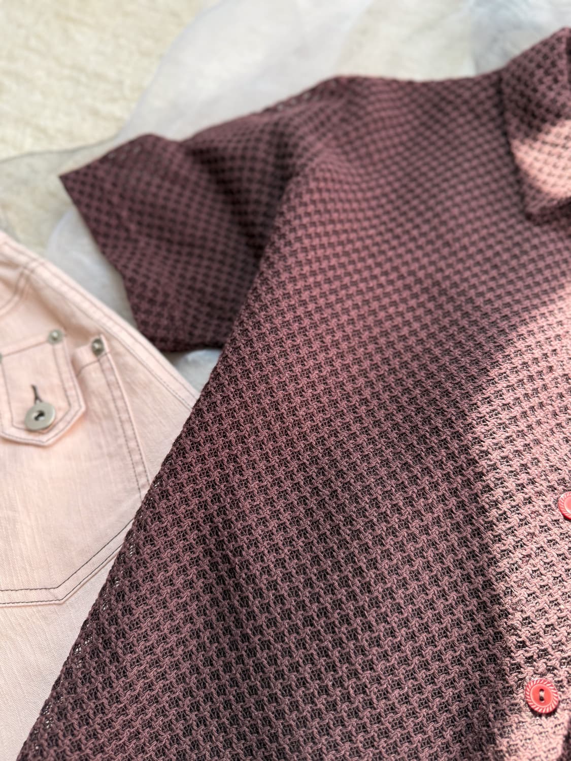  Brown Crochet Button Shirt 0154 상품이미지4