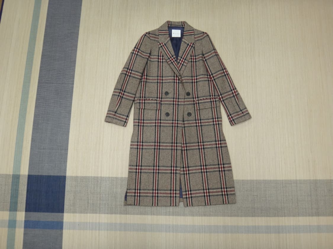(55size) 잇미샤 울 체크 브라운 코트ITIBYHC991 상품이미지1