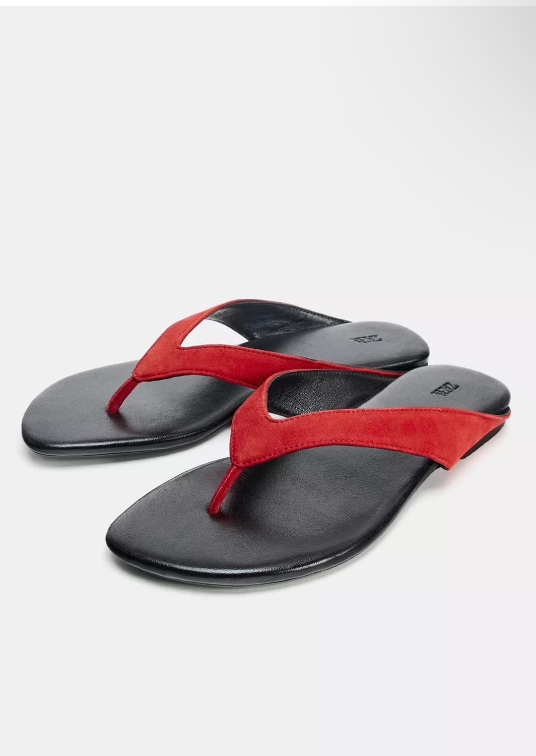 새상품) 자라 Zara 염소가죽 플립플랍 레드 블랙 상품이미지1