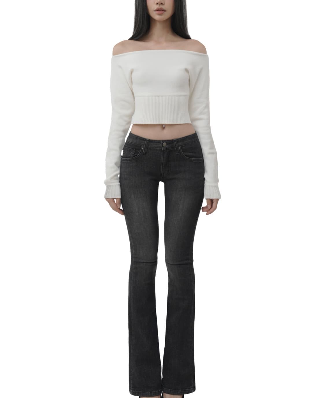 클리시어 다크초콜릿 로우라이즈진 흑청데님팬츠 상품이미지1