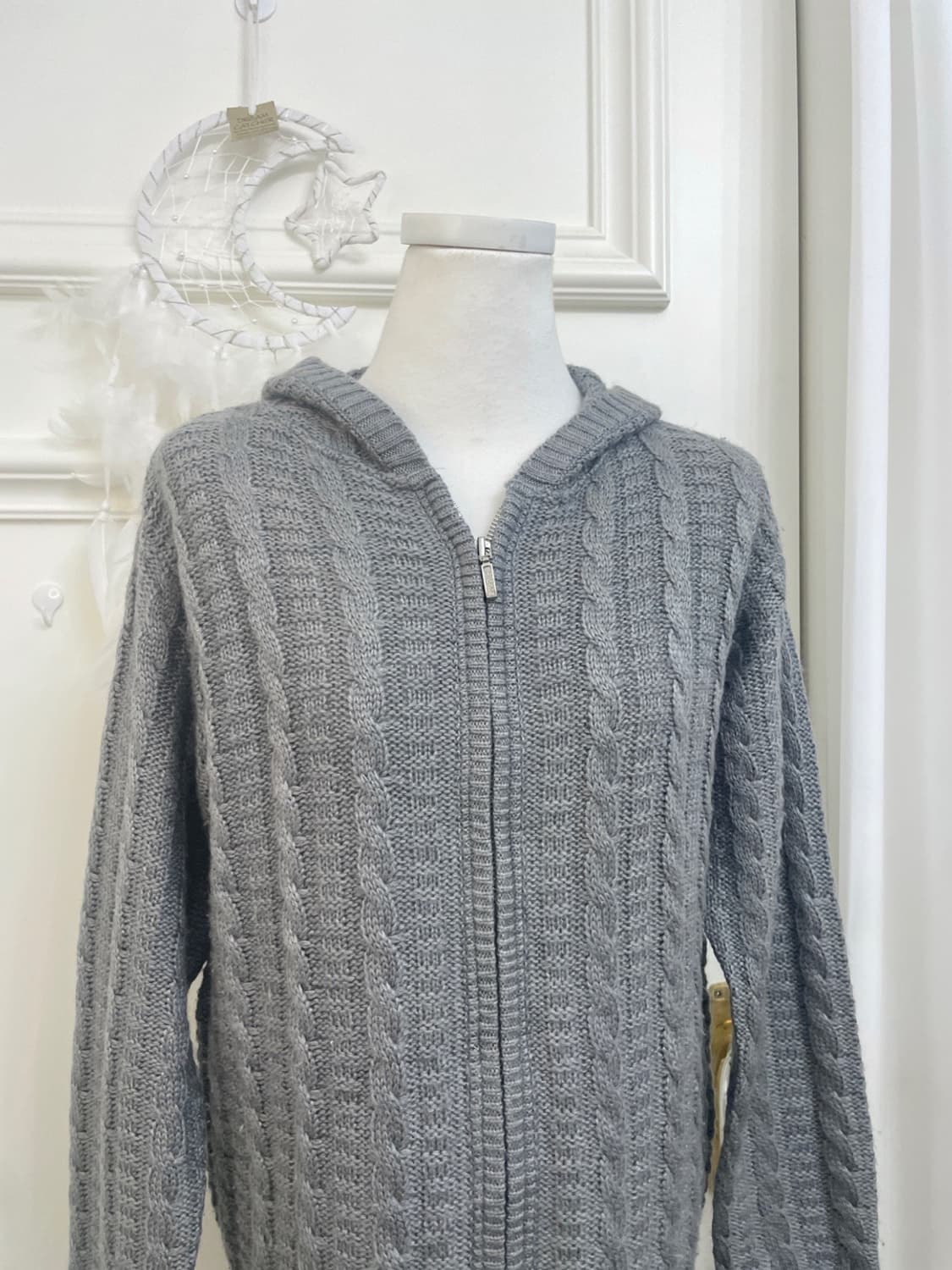 charcoal gray twist basic knit hoodie-zi 상품이미지5