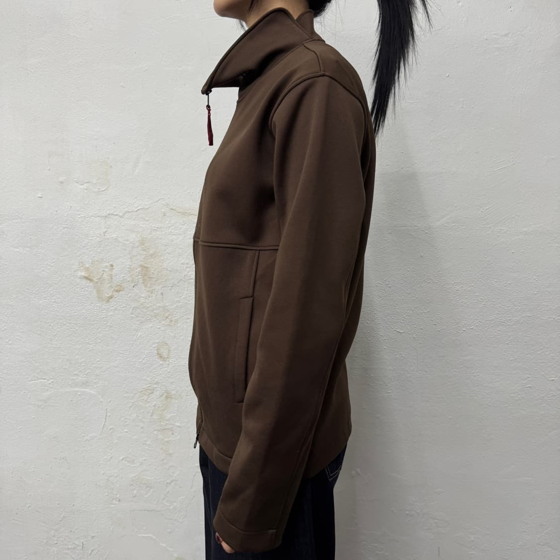 291295HOMME 브라운 하이넥 2way 집업 폴리에스터 트랙탑 상품이미지2