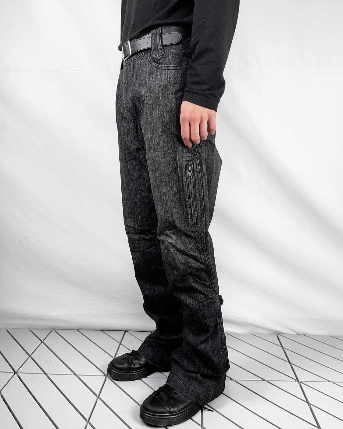 블랙 데님 바이커팬츠 상품이미지2