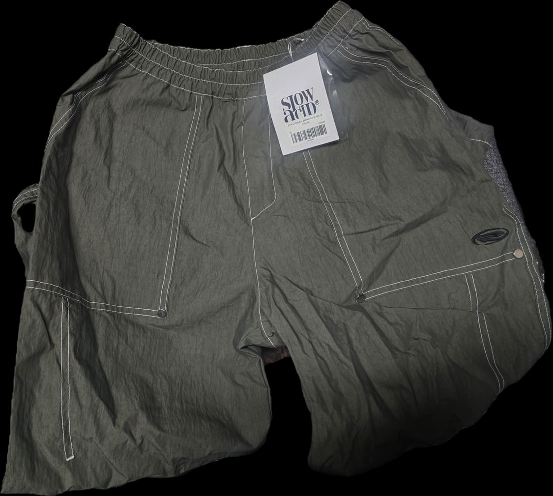 SLOWACID Stitch nylon parachute pants 카키 상품이미지1