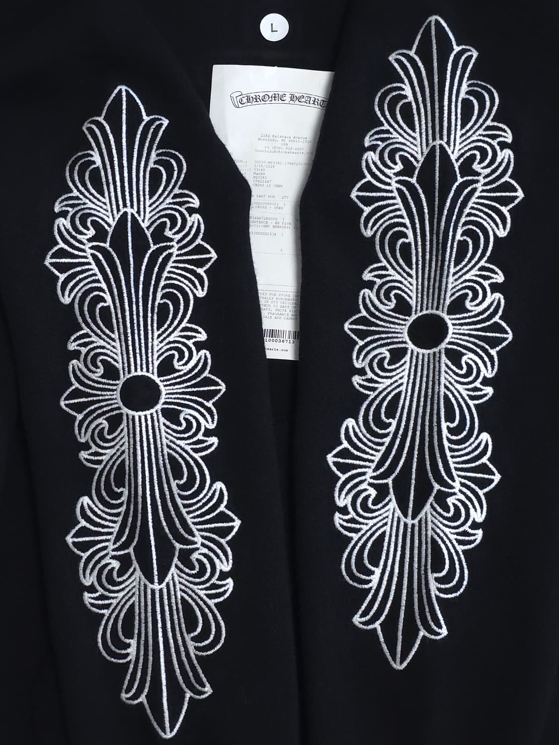 [L] 크롬하츠 플로랄 자수 캐시미어 후드 블랙 상품이미지4