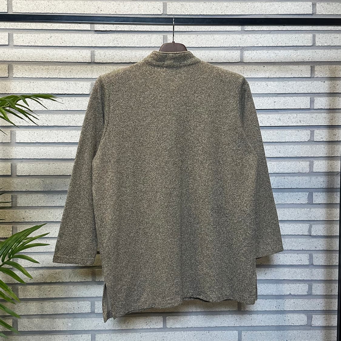 JPN VINTAGE 클래식 노카라 버튼 자켓 호피 패브릭 디테일 베이지 상품이미지3