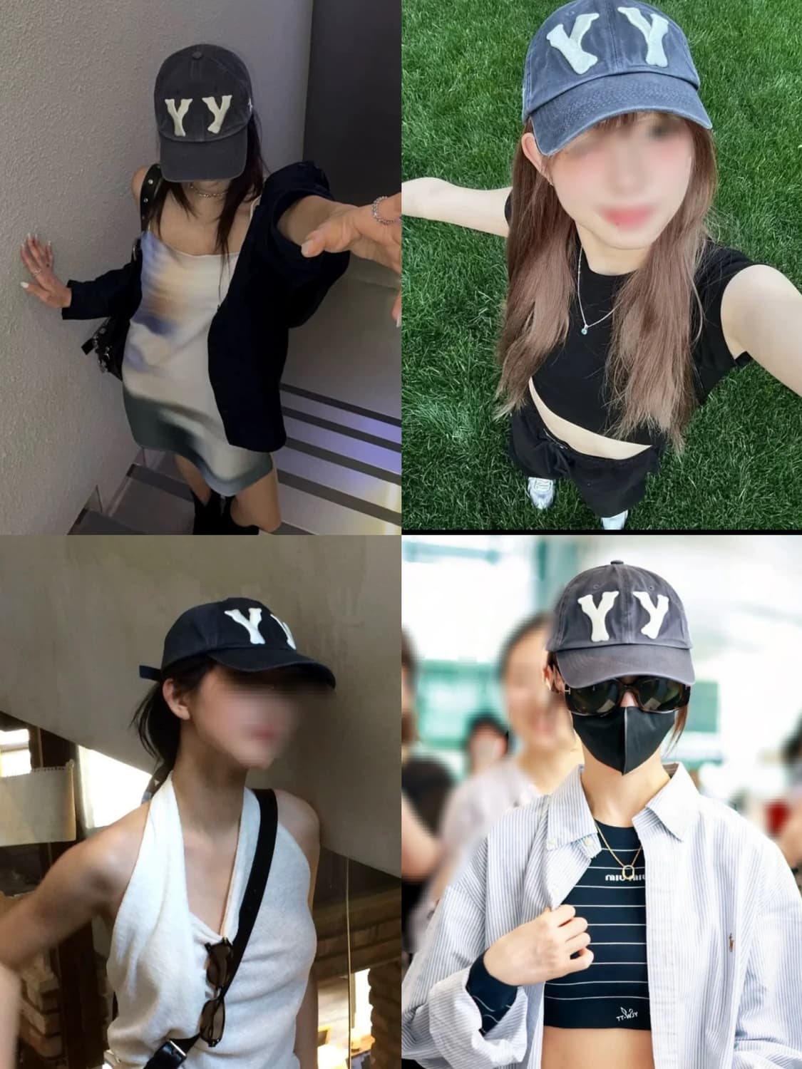 네이비그레이 오픈와이와이 로고 볼캡 모자 상품이미지2