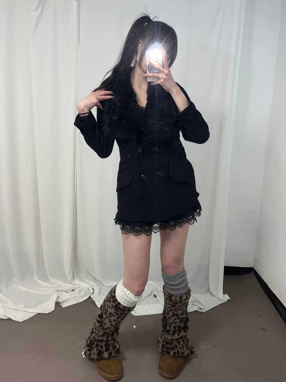 오네걀st 카라 래빗퍼 트리밍 코트 상품이미지6