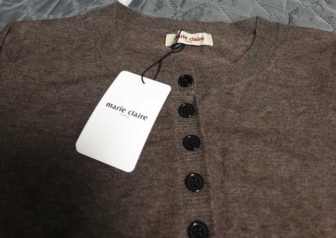 (새상품) 마리끌레르 비스코스 혼방 니트 가디건 모카 (F) 상품이미지2
