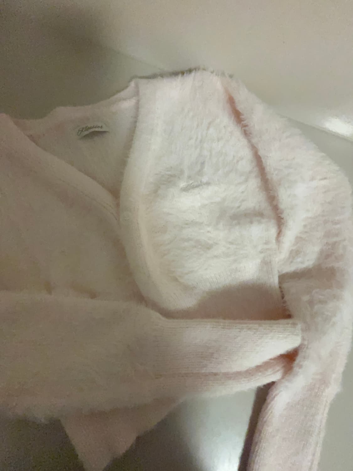 클리시어 코튼 캔디 브이넥 가디건 핑크 크롭 퍼 헨리 상품이미지1