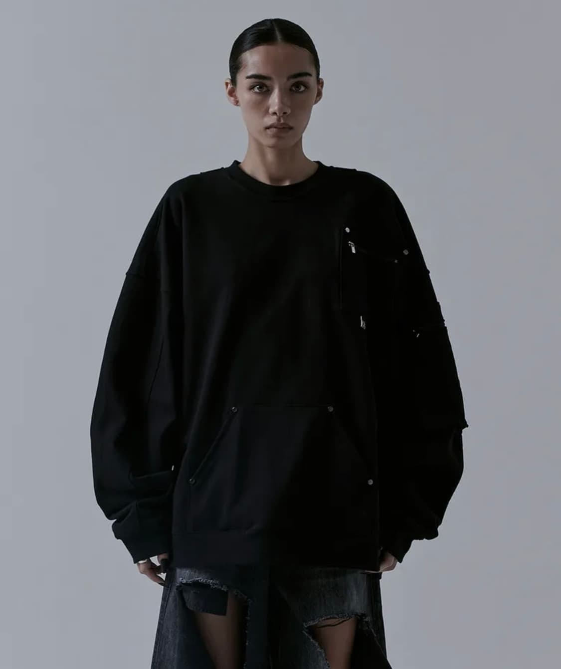 트리밍버드 멀티포켓 오버핏 스웻 셔츠 상품이미지4