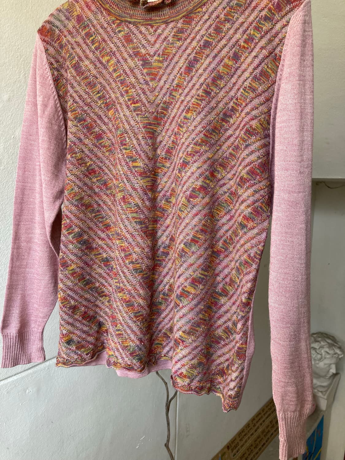 울 핑크•멀티컬러 패턴 니트 상품이미지3