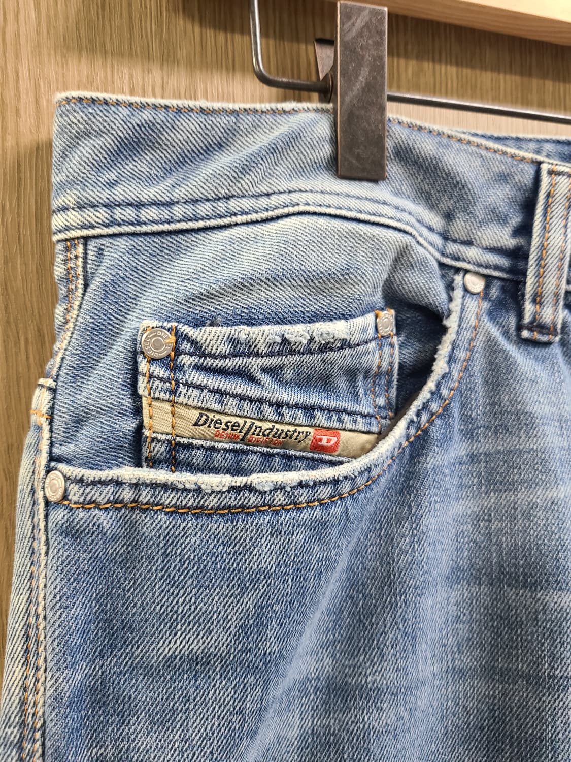 디젤 로우라이즈 블루 데님 데미지 청바지 32 상품이미지3