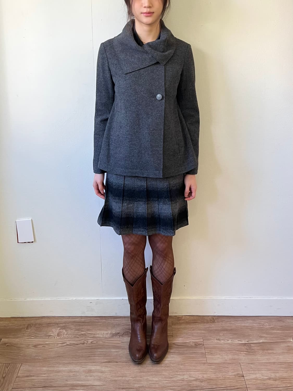 Japan vtg 숄카라 크롭 코트 상품이미지8