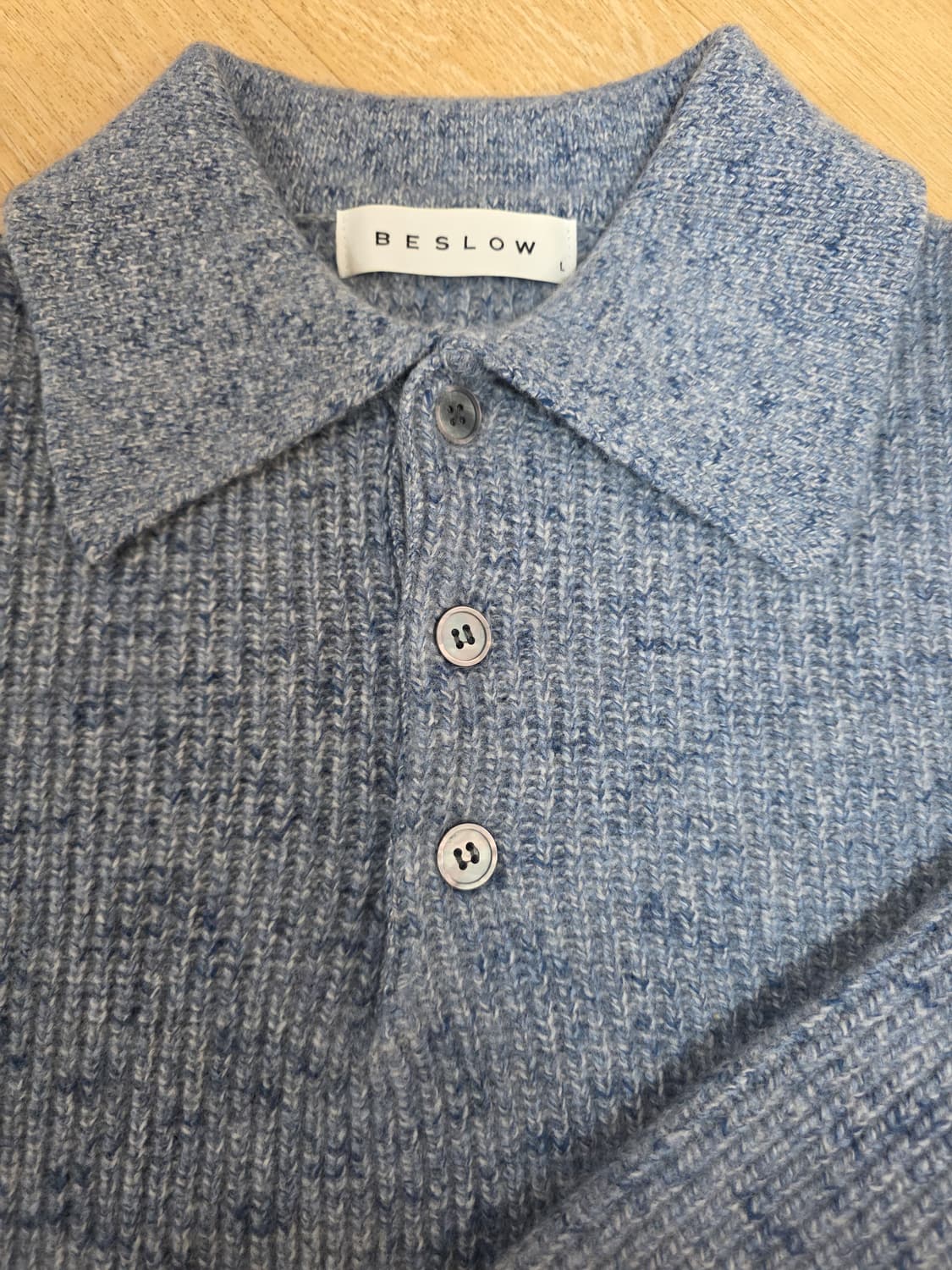 비슬로우 울 카라 니트 멜란지 블루 L 상품이미지4