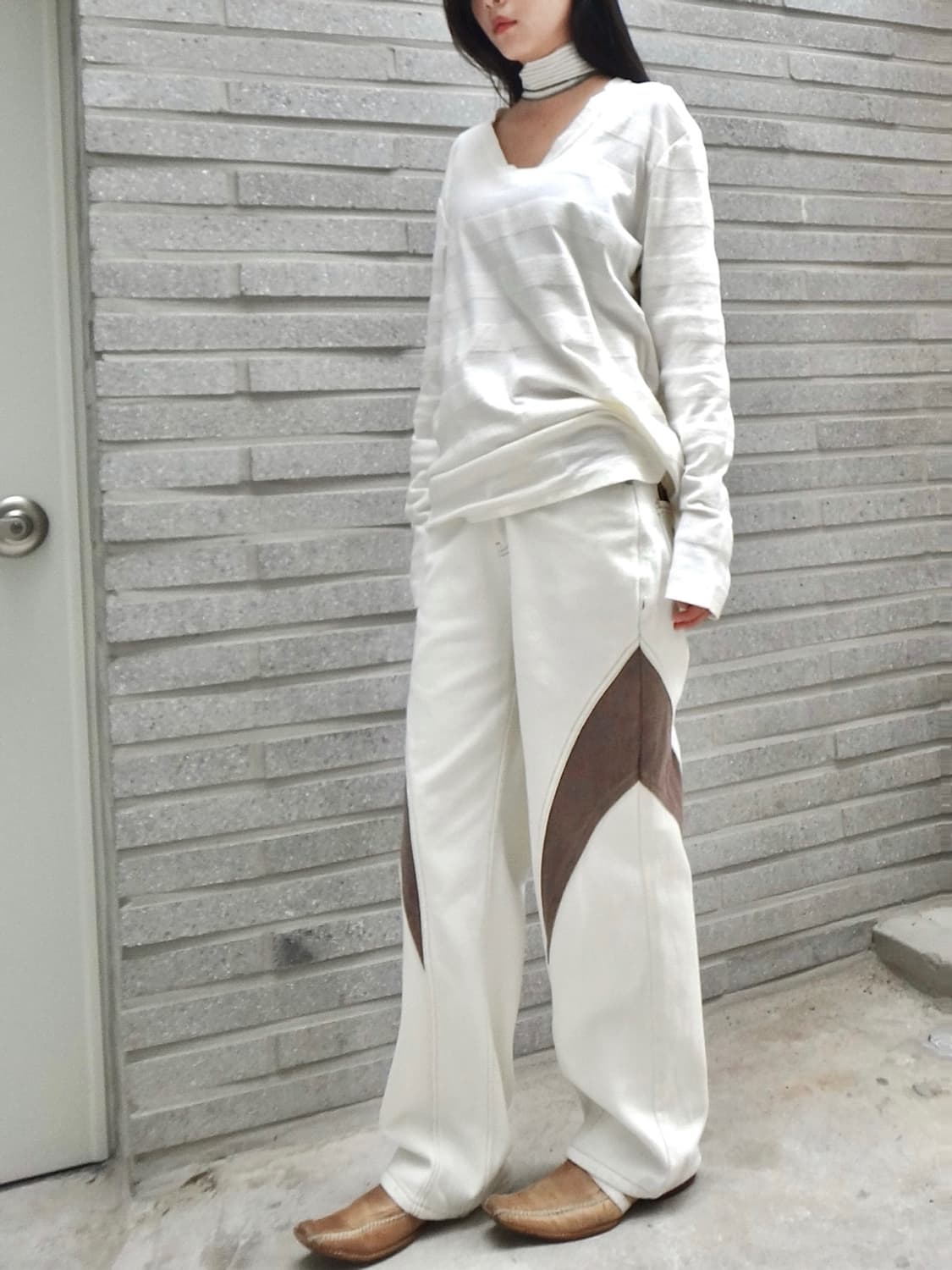 AZUL BY MOUSSY stripe rib top / ivory 상품이미지2