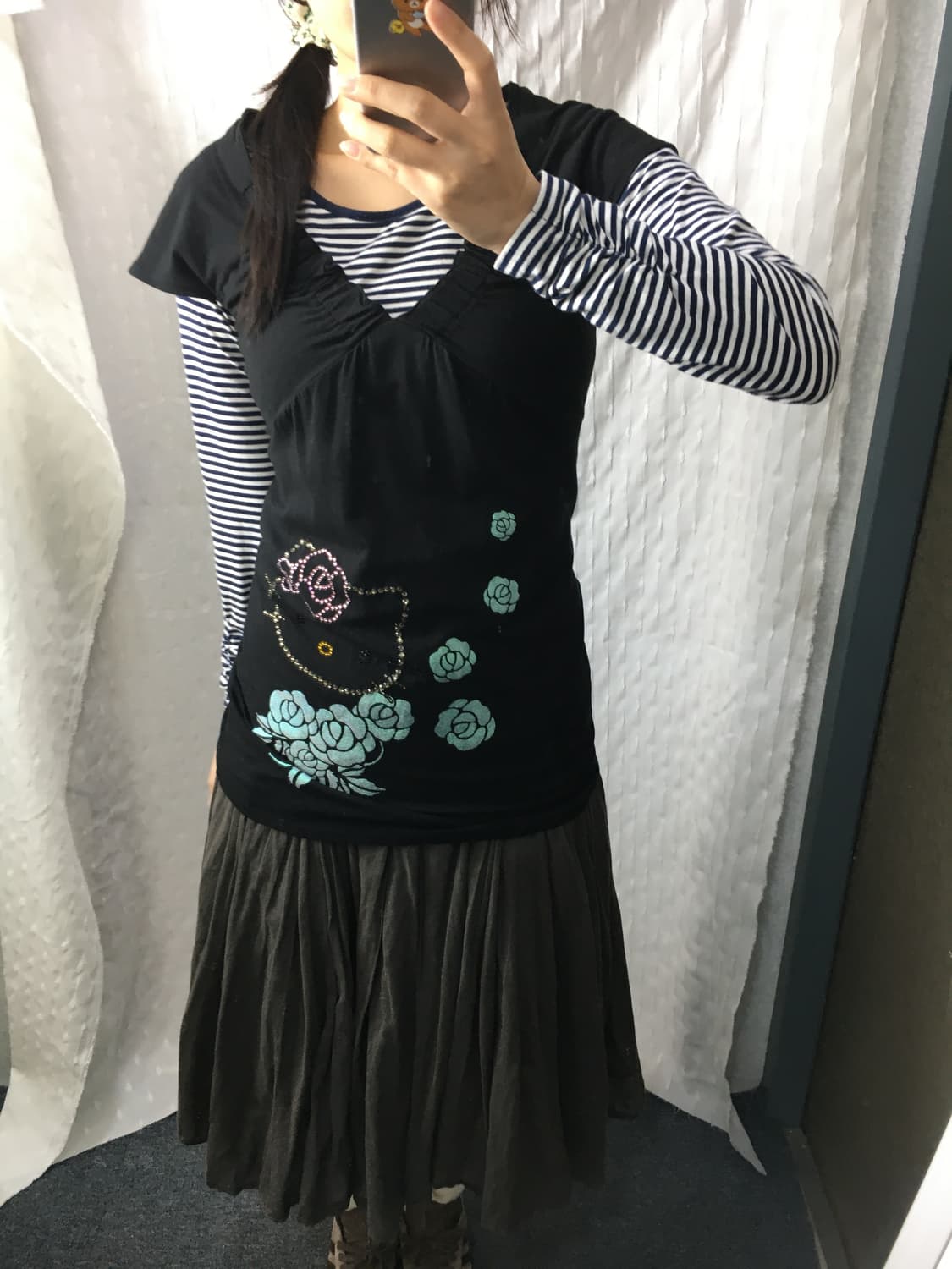 블랙 키티 큐빅 반소매 티셔츠 상품이미지3