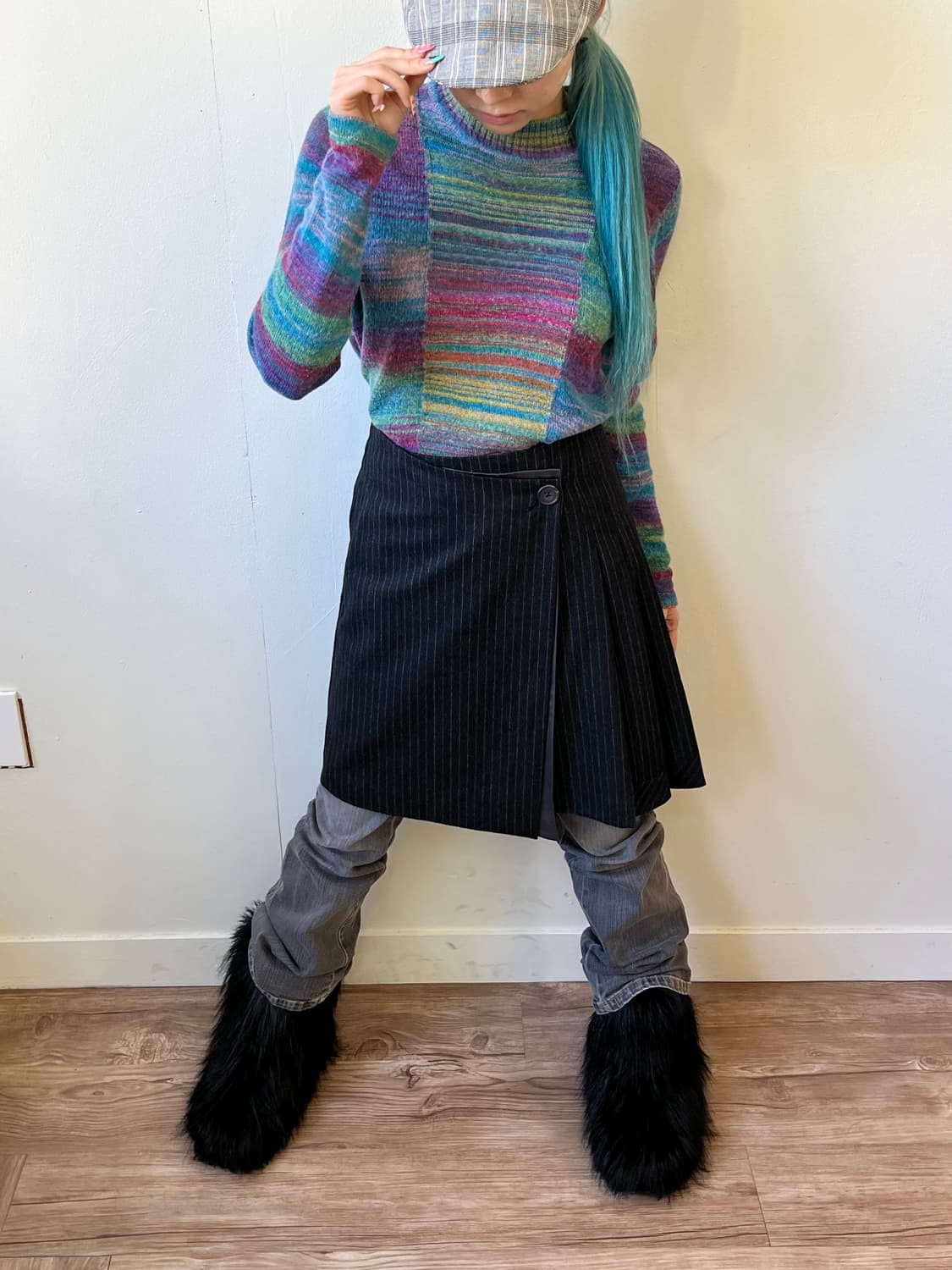 TOMORROWLAND 울 캐시미어 스트라이프 랩 스커트 상품이미지5