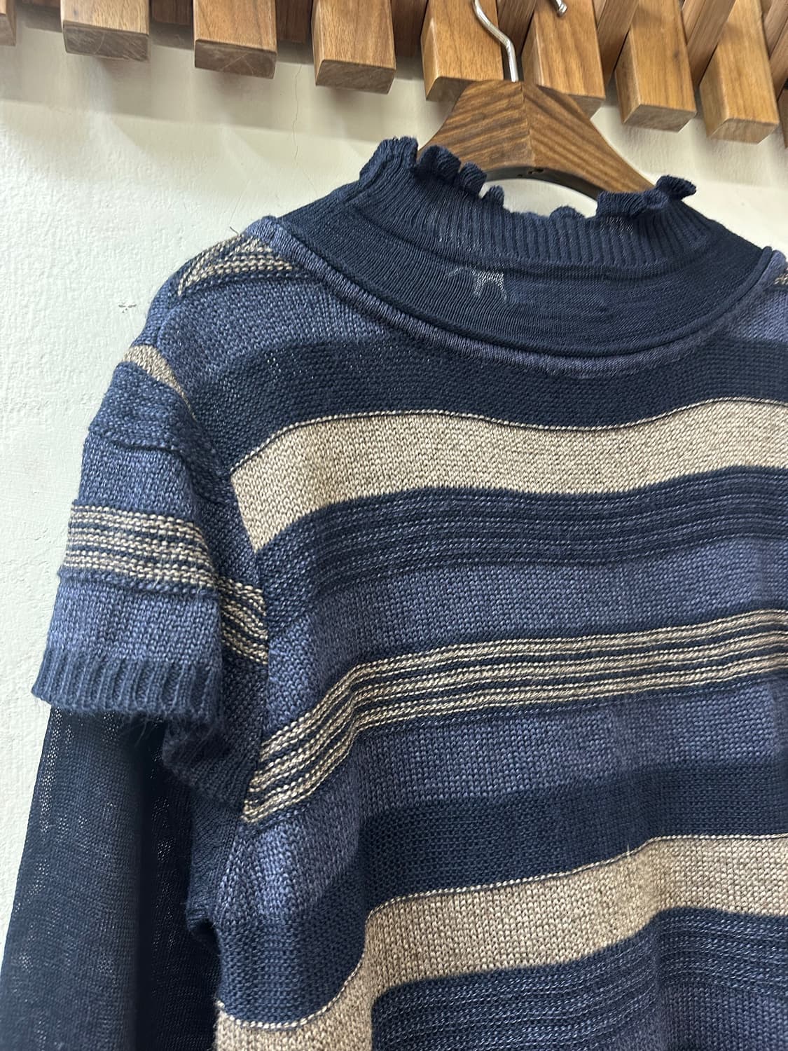 일본빈티지 모리걸 자수 니트 탑 레이어드 탑 티셔츠 상품이미지4