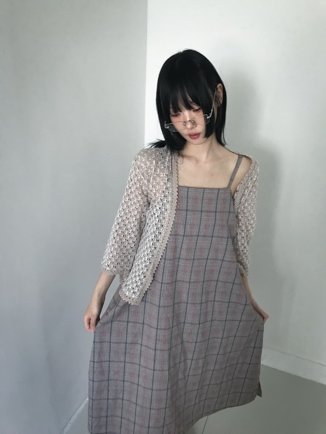 Vintage Punching Knit Cardigan(Beige 상품이미지1