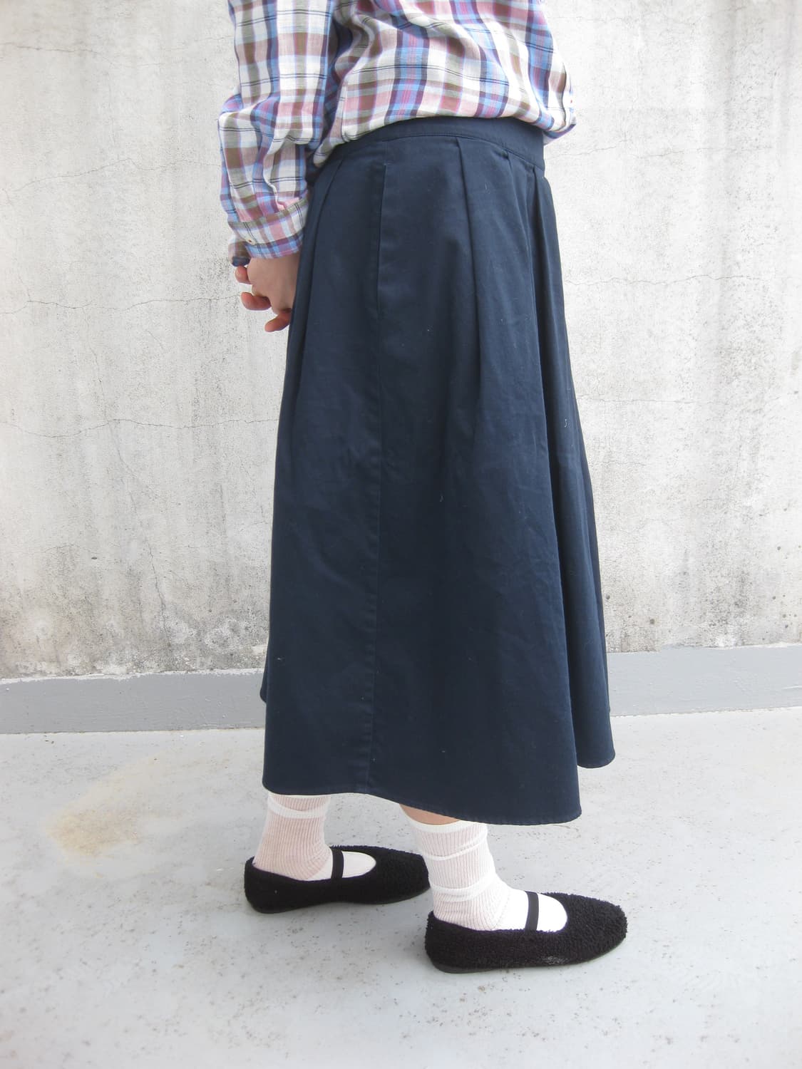 네이비 미디 스커트 상품이미지3