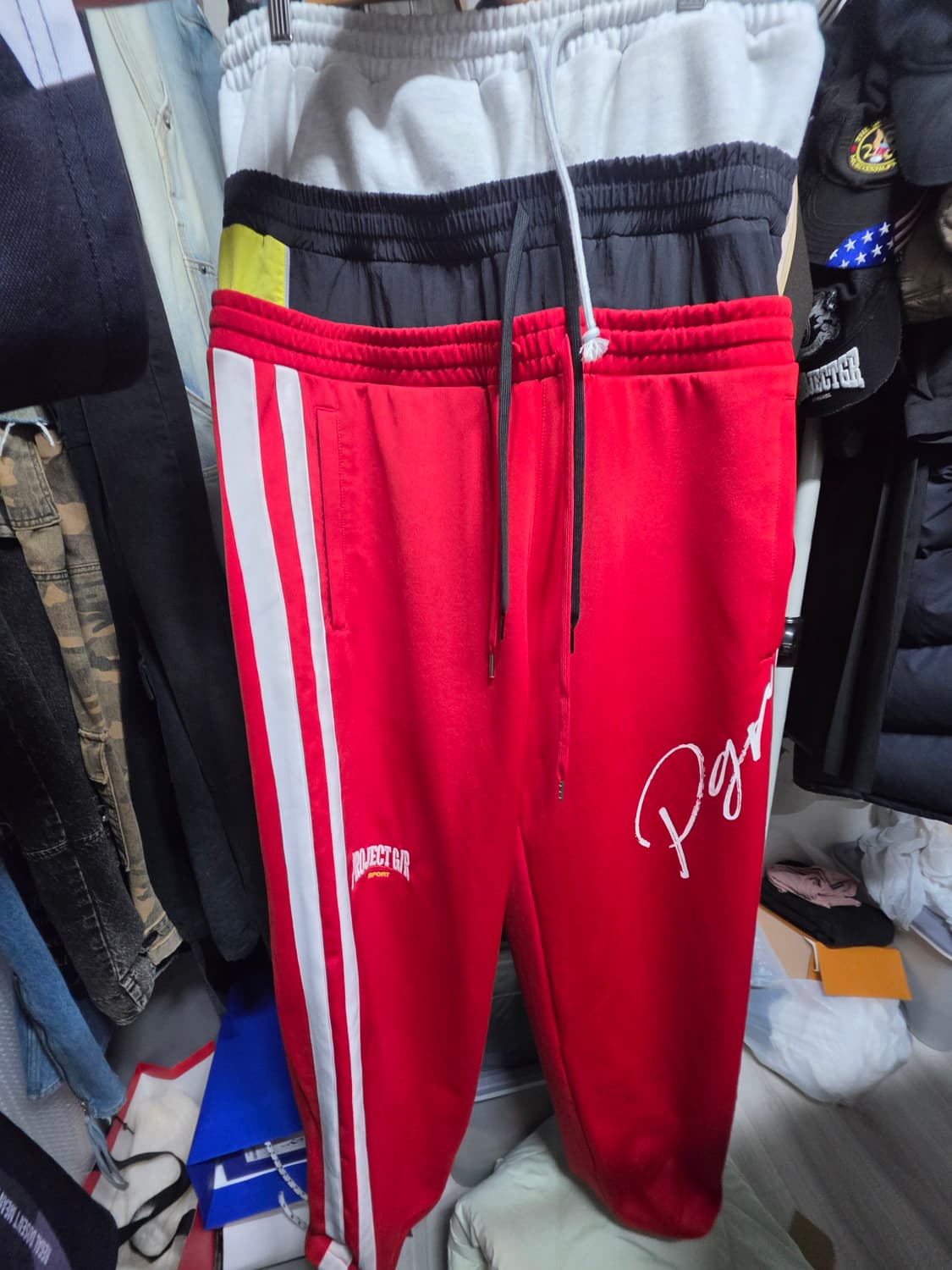 프로젝트 G/R 3 레이어드 트랙 팬츠 레드 상품이미지2