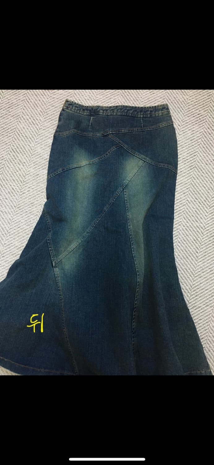 빈티지 데님 워싱 머메이드 롱 스커트 상품이미지2