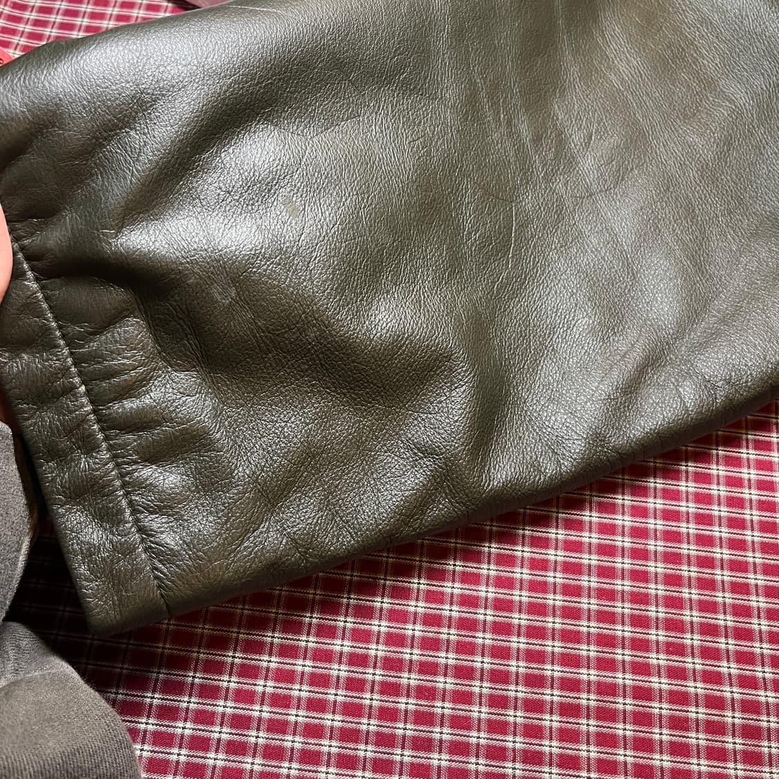 빈티지 가죽 자켓 카키그레이 상품이미지7