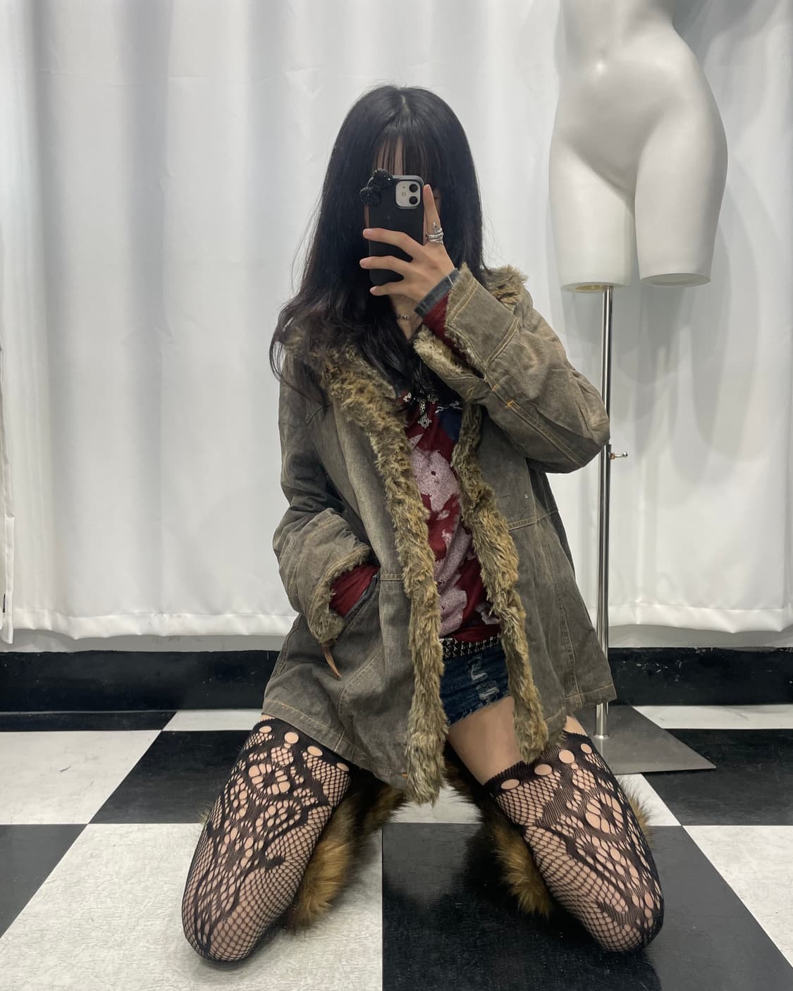 🎸그레이 퍼 롱 자켓🎸 상품이미지2