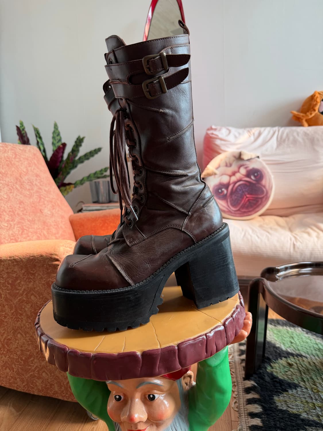 Y2k 통굽 부츠 (스페인 제품, 리얼 레더) 상품이미지1