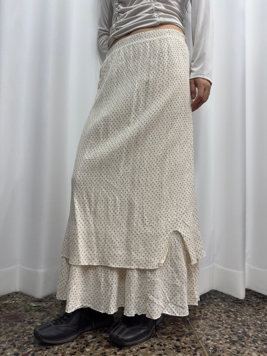 dot layered long skirt 상품이미지1