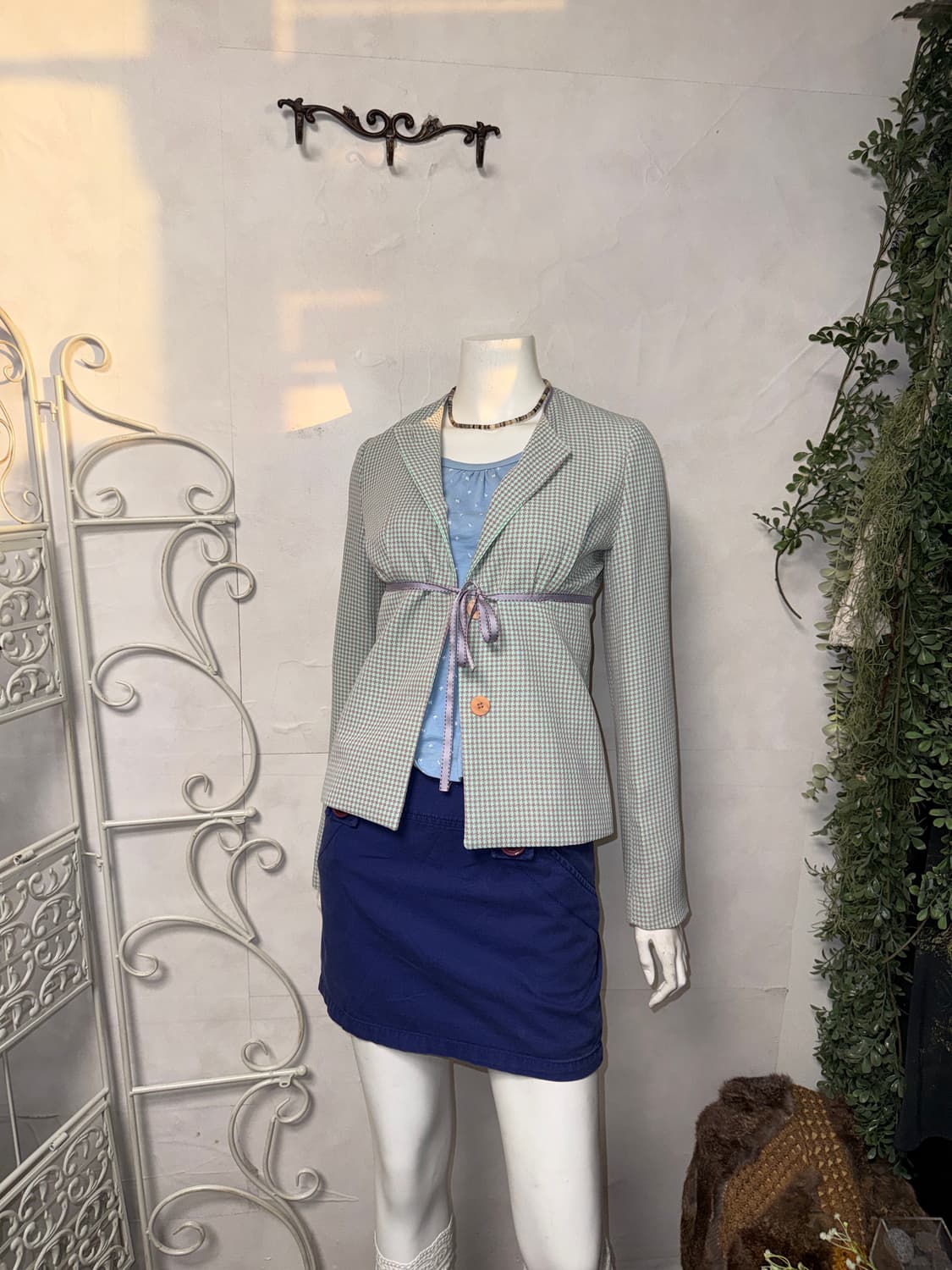 Mint purple houndtooth summer tweed jk 상품이미지5