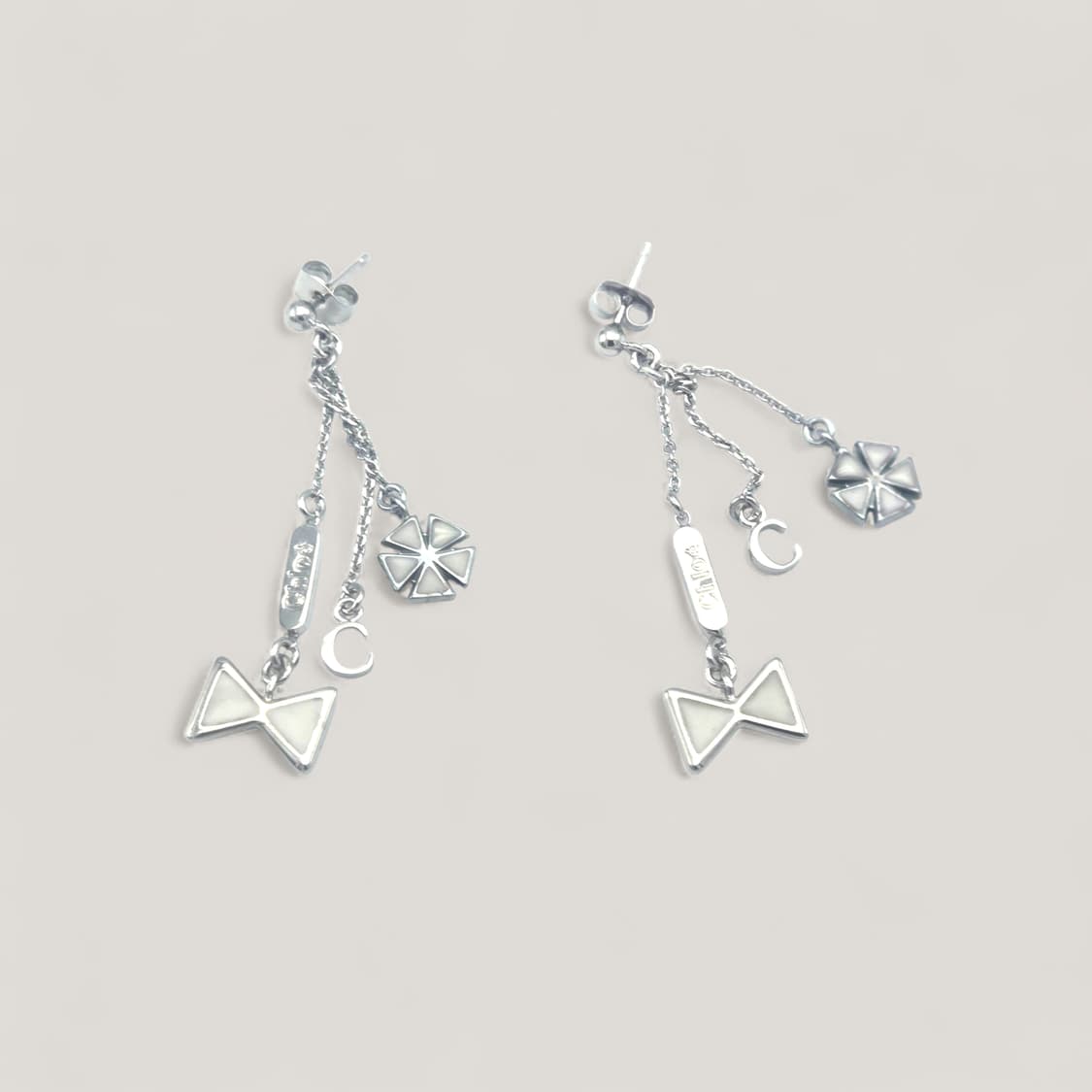 끌로에 리본 플라워 드롭 귀걸이 상품이미지2