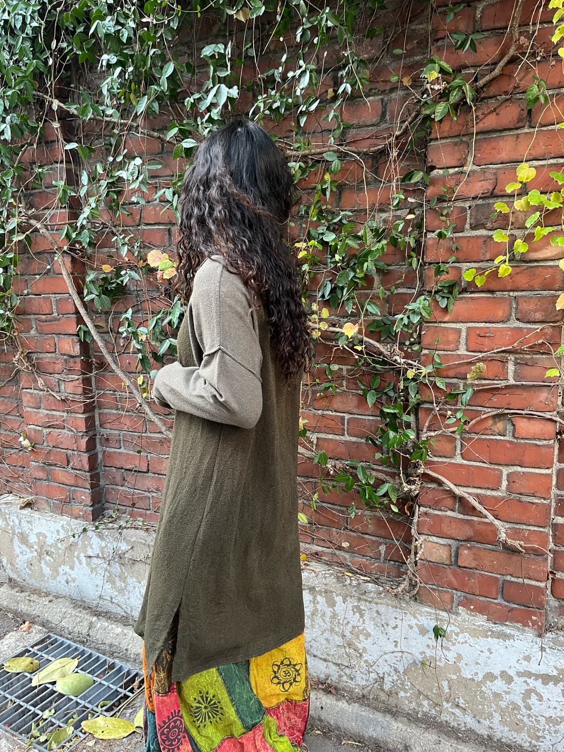 빈티지 히피 카키 레이어드 원피스 상품이미지4