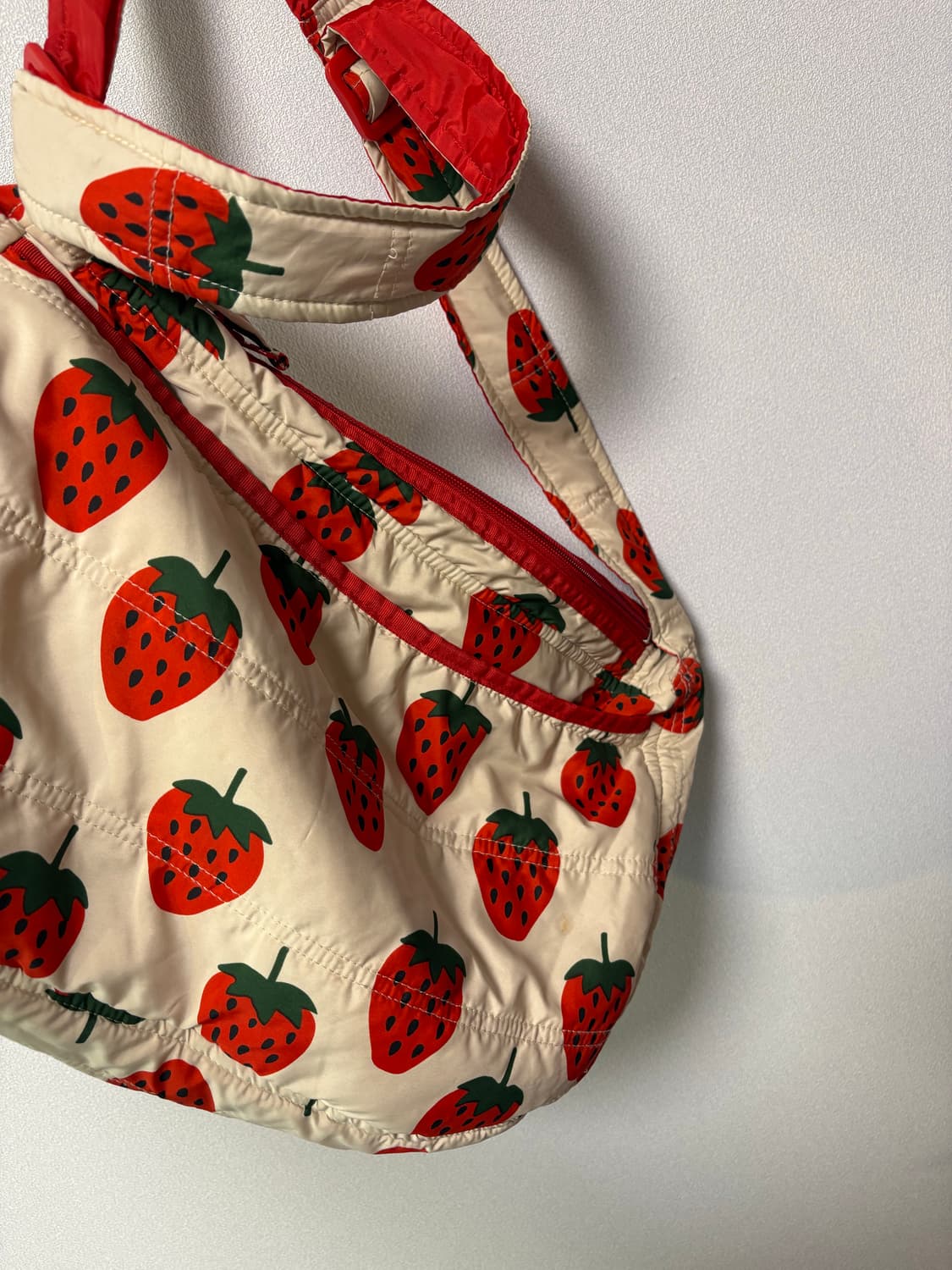 딸기 토트백 가방 일본 빈티지 모리걸 패턴 도트 체크 백팩 상품이미지2