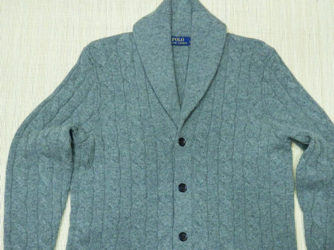 (M/95) 폴로랄프로렌 울 숄카라 꽈배기 니트 가디건 상품이미지3
