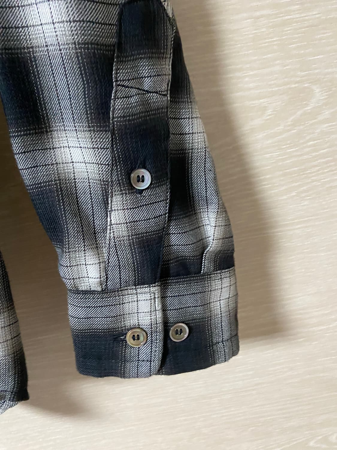 [3] 폴리테루 루즈드 체크 셔츠 블랙 화이트 재패니즈 패브릭 상품이미지4