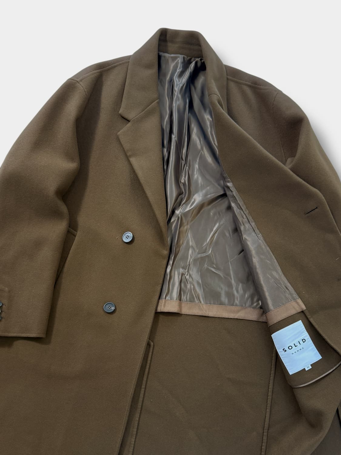 솔리드옴므 23fw 카멜 브라운 캐시미어 울 맥시 코트 상품이미지2